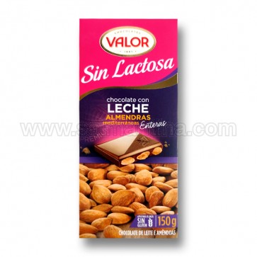 CHOCOLATE VALOR CON LECHE ALMENDRAS SIN LACTOSA. 150 GR