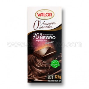 CHOCOLATE VALOR 70% CHOCOLATE NEGRO 0% Azúcares Añadidos. 125 GR